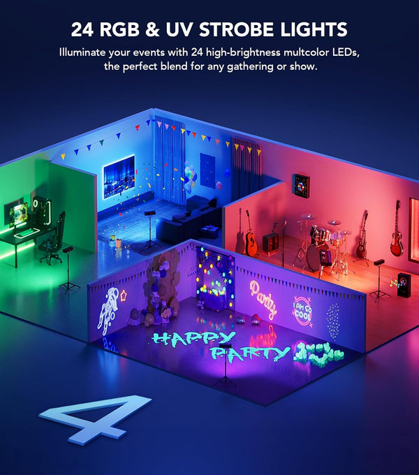 DJ Light with Stand, Pro 6 in 1 DMX & Sound Activated Laser Light Show Machine with Disco Ball Light, RGBW & UV Strobe Party Lights with Dj Light Stand for Home Party Gig Bar Stage Lighting