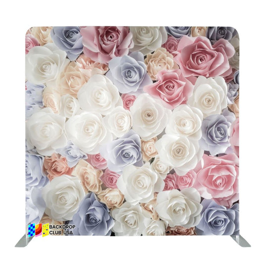 8ft x 8ft Paper Flower Wedding Party Pillow Tension Fabric Backdrop Rental Per Day (#15)