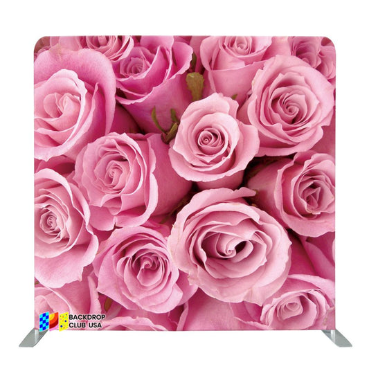 8ft x 8ft Big Pink Flowers Wedding Party Pillow Tension Fabric Backdrop Rental Per Day (#17)