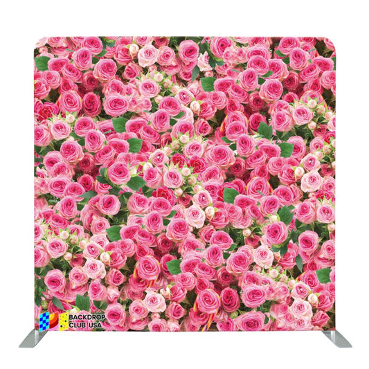 8ft x 8ft Pink Flower Wedding Party Pillow Tension Fabric Backdrop Rental Per Day (#19)