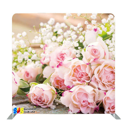 8ft x 8ft Big Flowers Wedding Party Pillow Tension Fabric Backdrop Rental Per Day (#23)