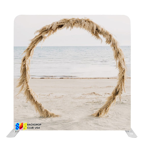 8ft x 8ft Round Rustic Arch Tension Fabric Backdrop Rental Per Day (#128)