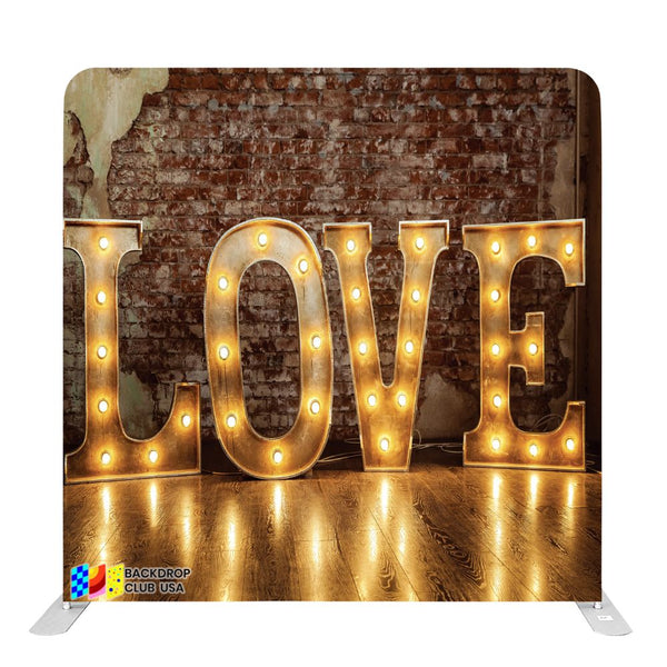 8ft x 8ft Rustic LED LOVE Marquee Wedding Pillow Tension Fabric Backdrop Rental Per Day (#93)