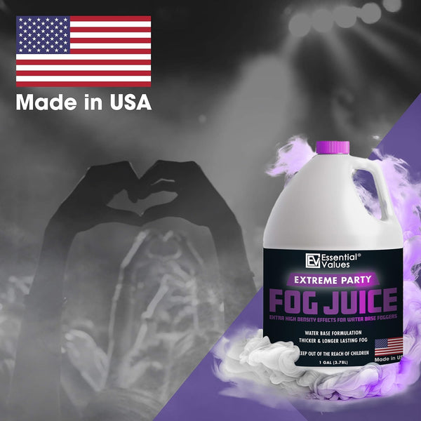 Fog Machine Fluid - Extreme High Density (128 FL OZ / 1 Gallon), Made in USA – Produces White-Out Conditions with Lasting HEAVY Fog for Water Based Foggers, Designed for 700 Watts+ Fog Machines