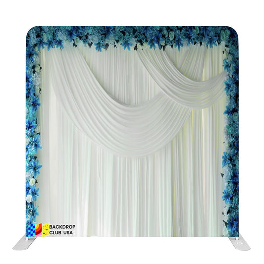 (#139) 8ft x 8ft White Curtain Wedding Pillow Tension Fabric Backdrop Rental Per Day