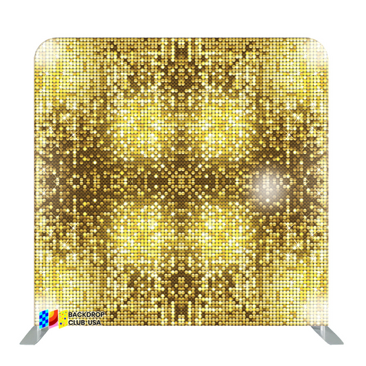 8ft x 8ft Shimmer Gold Glitter Wedding Party Pillow Tension Fabric Backdrop Rental Per Day (#79)