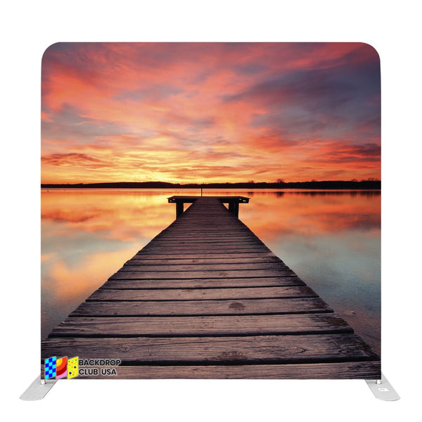 8ft x 8ft Sunset Pier Stretch Lake Path Pillow Tension Fabric Backdrop Rental Per Day (#81)