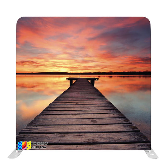 8ft x 8ft Sunset Pier Stretch Lake Path Pillow Tension Fabric Backdrop Rental Per Day (#81)