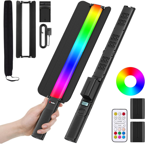 Tolifo RGB LED Light Wand – 20W Handheld Photography & Video Light with Batteries & Remote