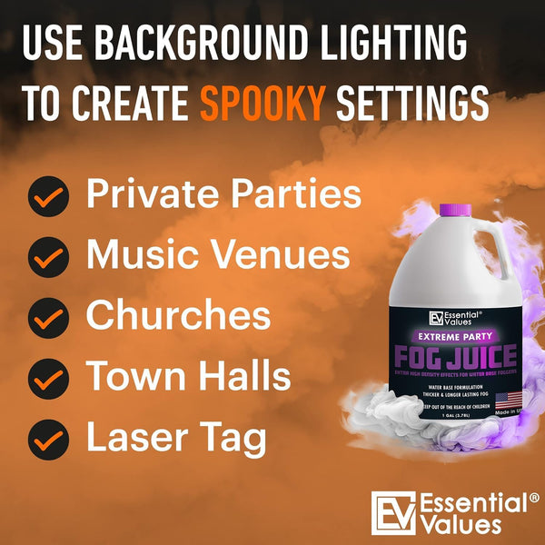 Fog Machine Fluid - Extreme High Density (128 FL OZ / 1 Gallon), Made in USA – Produces White-Out Conditions with Lasting HEAVY Fog for Water Based Foggers, Designed for 700 Watts+ Fog Machines