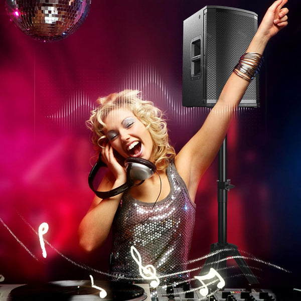 Speaker Stands Pair, Universal Speaker Tripod Stand Adjustable Height from 35 to 60 Inch Heavy Duty with 35 MM Compatible Insert for Stage