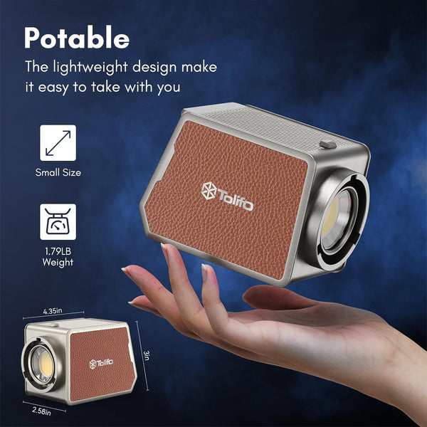 Tolifo PL-100B 100W LED Video Light with APP Control and Built-in Battery COB Continuous Lighting Portable Studio Light 2700K-6500K,12 Lighting Effects Camera Light with Bowens Mount for Photography