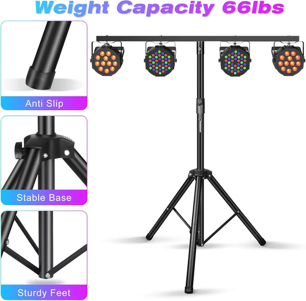 Dj Light Stand, Light Stand Tripod, Pro Audio DJ Lighting Tripod, Affordable Metal Stand with Crossbar, T-Bar Lighting Stand (39-70 inch)-4Stand