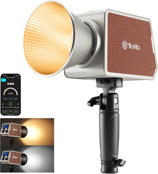 Tolifo PL-100B 100W LED Video Light with APP Control and Built-in Battery COB Continuous Lighting Portable Studio Light 2700K-6500K,12 Lighting Effects Camera Light with Bowens Mount for Photography