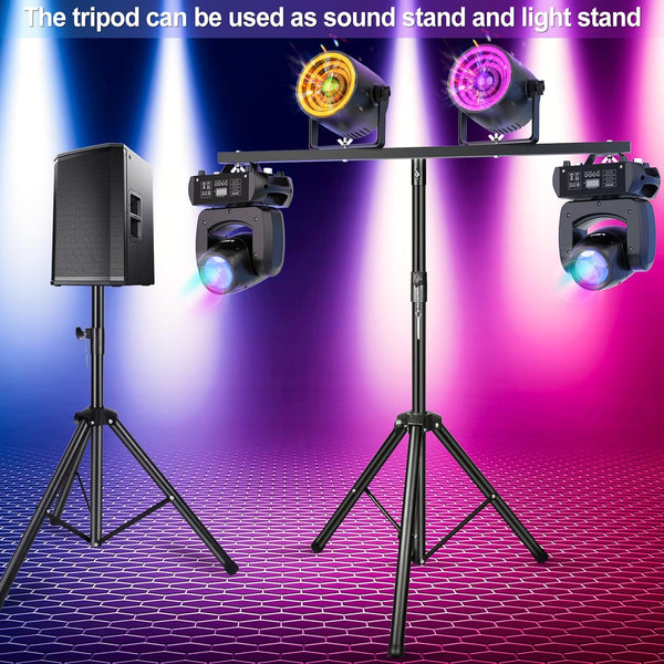 Dj Light Stand, Light Stand Tripod, Pro Audio DJ Lighting Tripod, Affordable Metal Stand with Crossbar, T-Bar Lighting Stand (39-70 inch)-4Stand