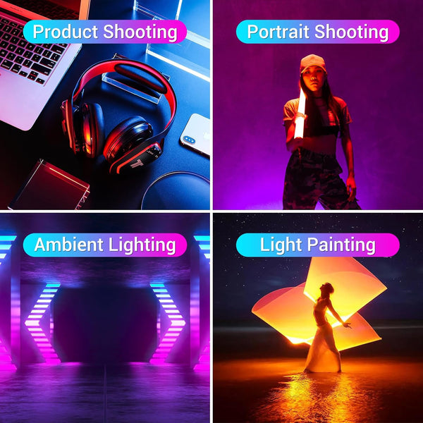 Tolifo RGB LED Light Wand – 20W Handheld Photography & Video Light with Batteries & Remote