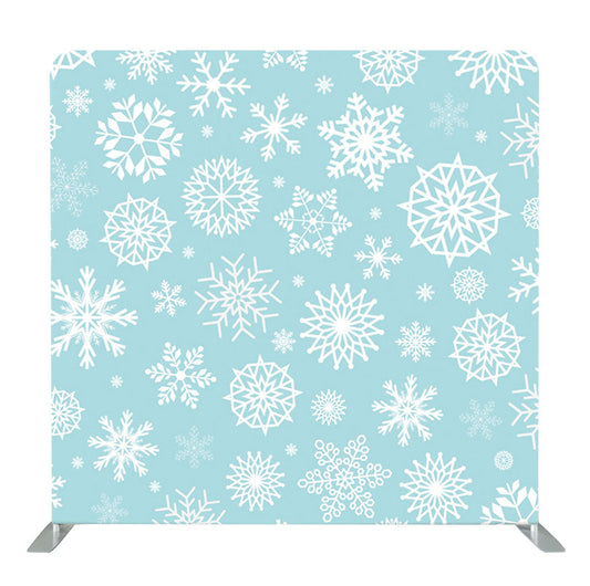 8ft x 8ft Light Blue Snowflakes Pillow Tension Fabric Backdrop Rental Per Day (#69)