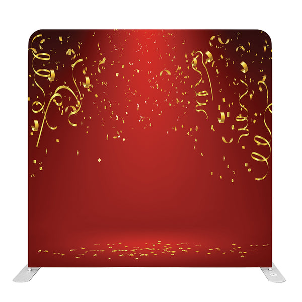 8ft x 8ft Red Gold Confetti Pillow Tension Fabric Backdrop Rental Per Day (#133)