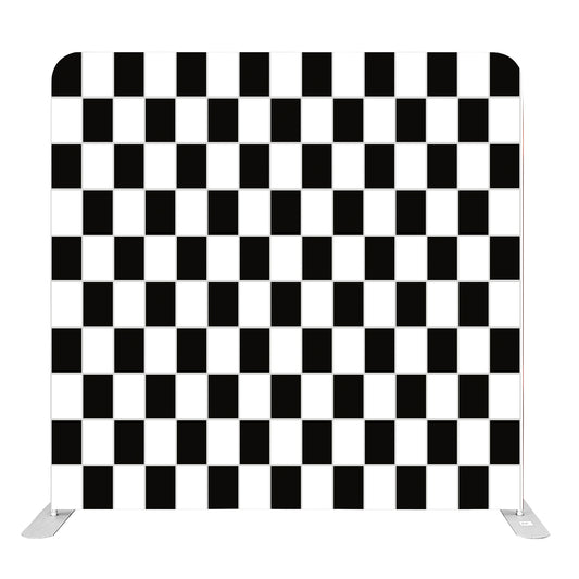 8ft x 8ft Black White Checkered Pillow Tension Fabric Backdrop Rental Per Day (#107)