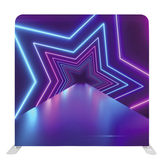(#120) 8ft x 8ft Star Neon Lights Pillow Tension Fabric Backdrop Rental Per Day