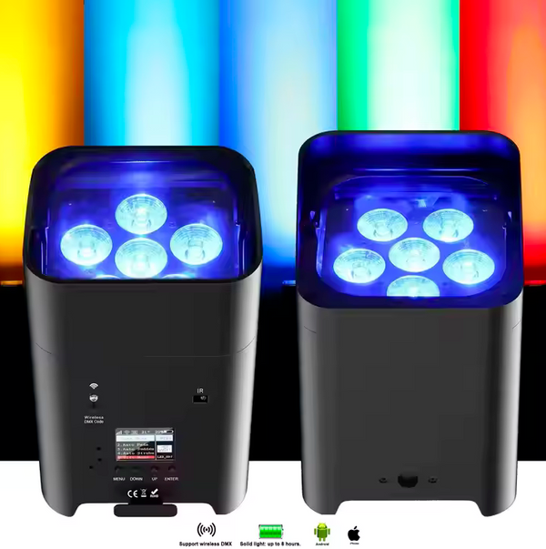 6x18W RGBWAUV 6in1 LED Uplight Battery W-DMX G3/G4S Wireless DMX Wifi APP Control Par Light Wedding Club Stage DJ Lights