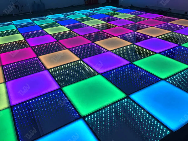 20x20ft 144 Panels 3D Infinity & Solid Top Light DJ Wireless LED Disco Dance Floor – Strong, Durable, and Water Resistant