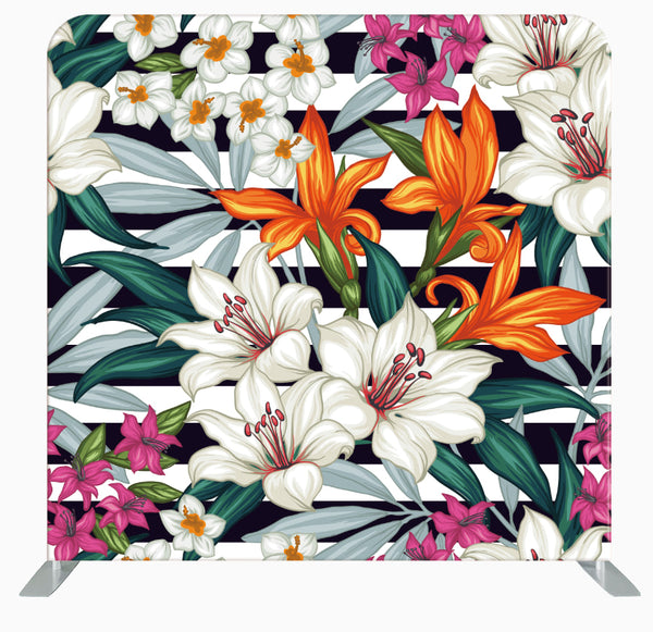 8ft x 8ft Tropical & Floral Wedding Party Pillow Tension Fabric Backdrop Rental Per Day (#76)
