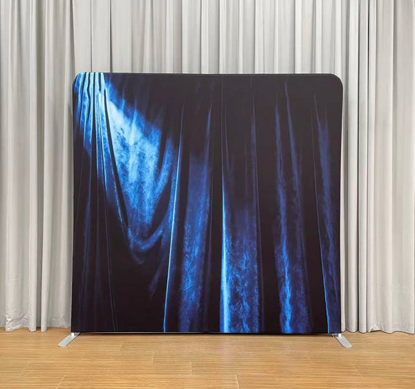 #155 8ft x 8ft Luxe Dual-Sided Drape — Teal Metallic & Royal Blue Velvet (Double Sided)  Rental Per Day