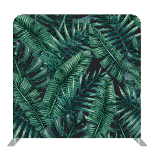 8ft x 8ft Green Tropical Leaves Pillow Tension Fabric Backdrop Rental Per Day (#85)